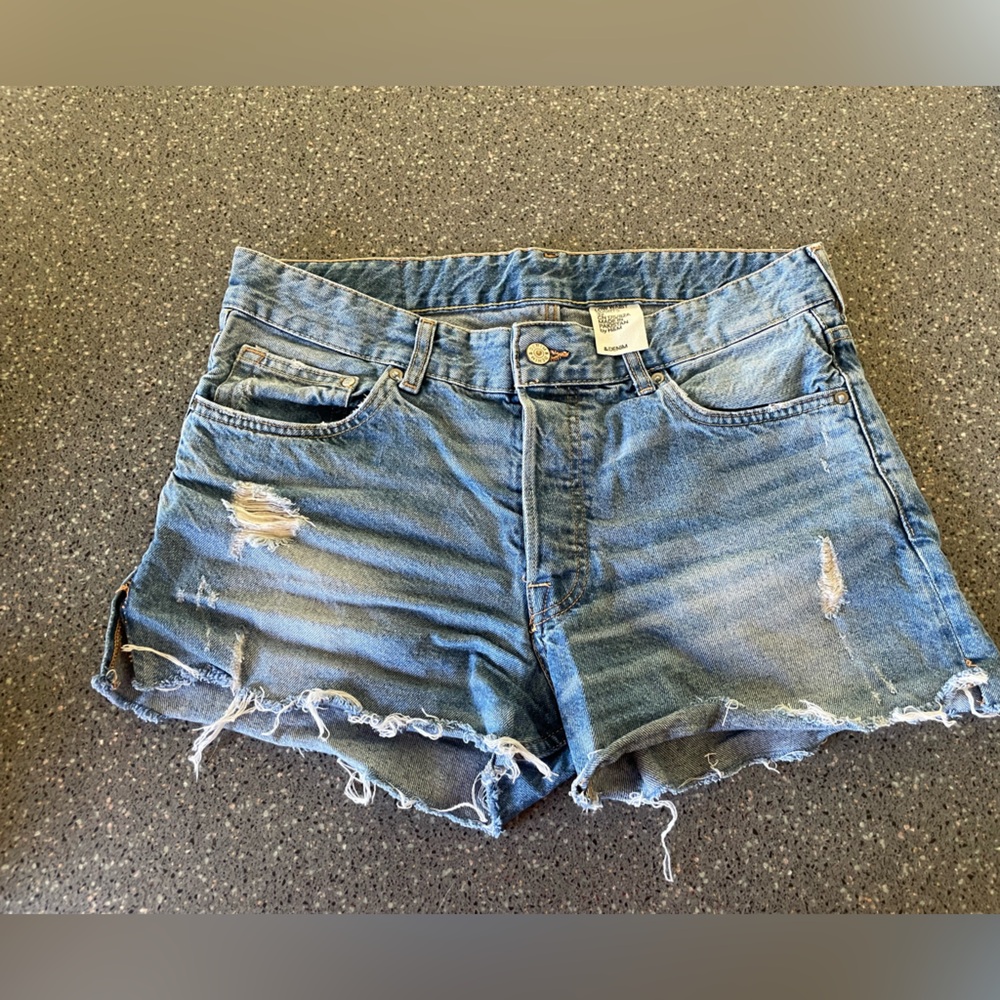 H&M Blue Distressed Denim Cutoff Shorts